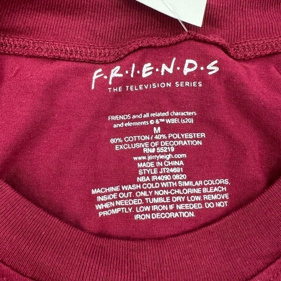 NWT Jerry Leigh F•R•I•E•N•D•S Central Perk Red Long Sleeve T-Shirt Size M Womens - Picture 2 of 5